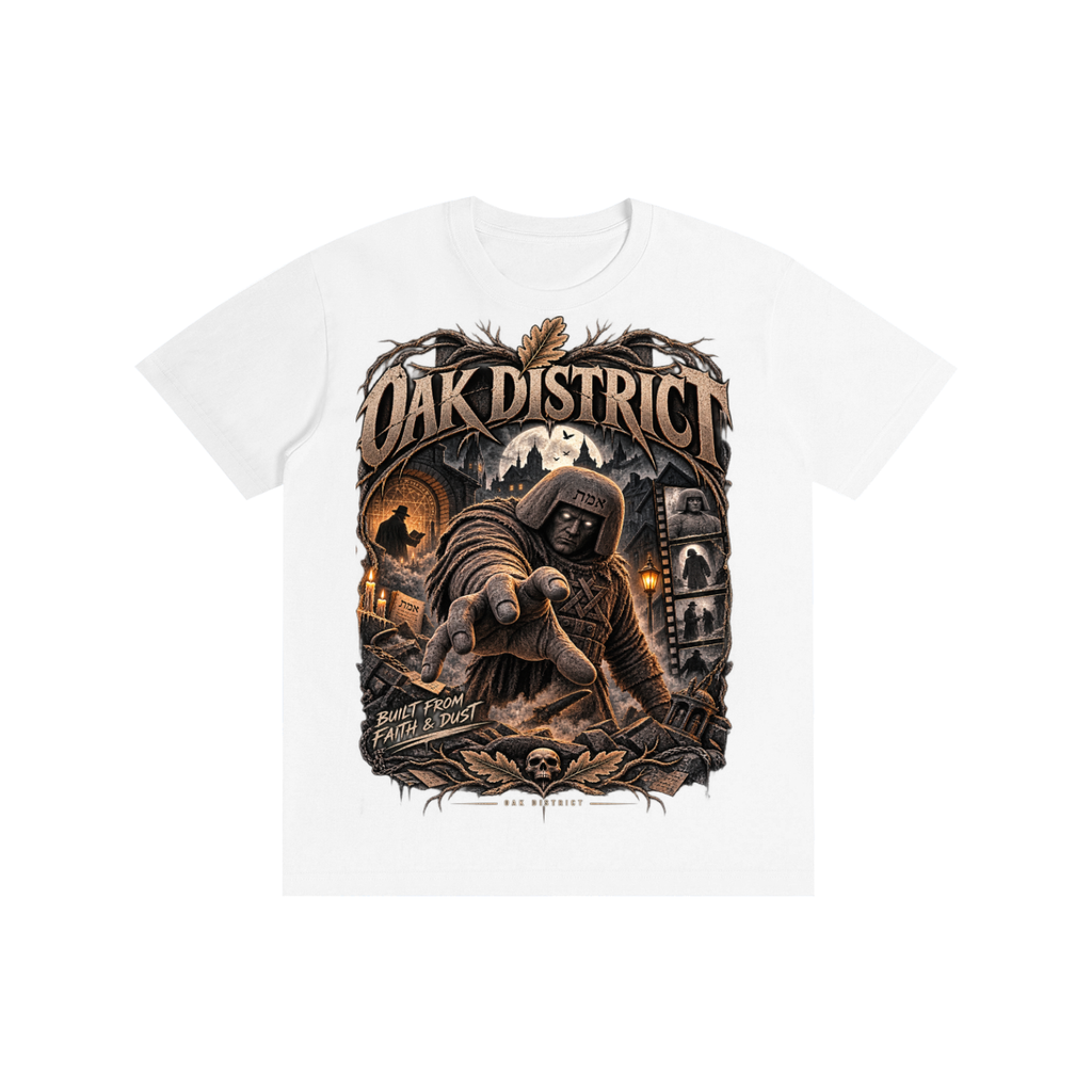 Oak District — The Golem Built From Faith & Dust Unisex T-Shirt.