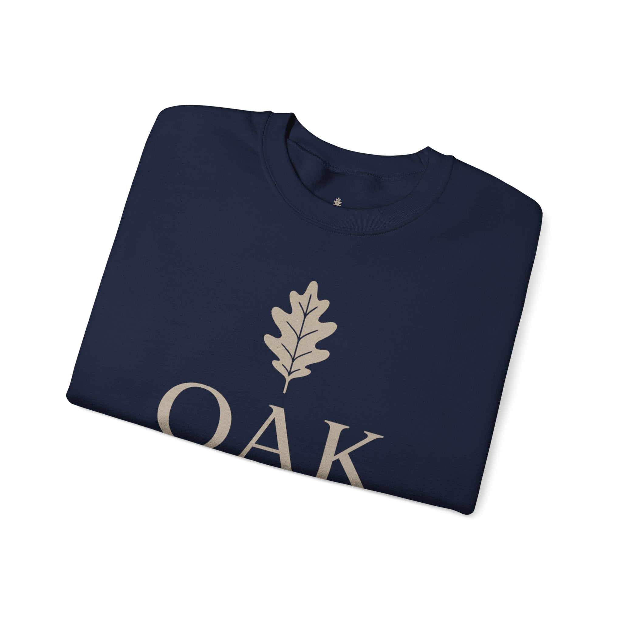 Oak District Crewneck Sweatshirt — Minimal Oak Leaf Logo Pullover