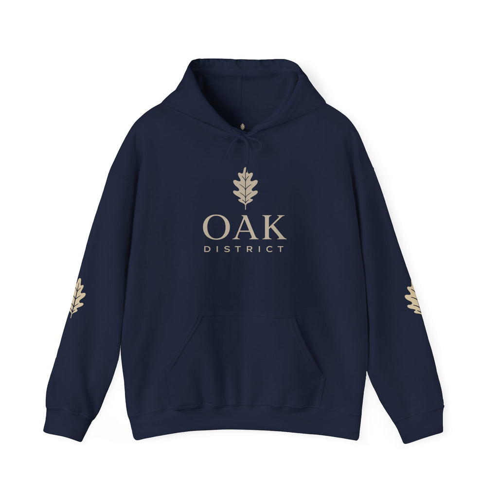 Oak District Logo Hoodie — Minimal White Pullover for Streetwear & Casual Wear