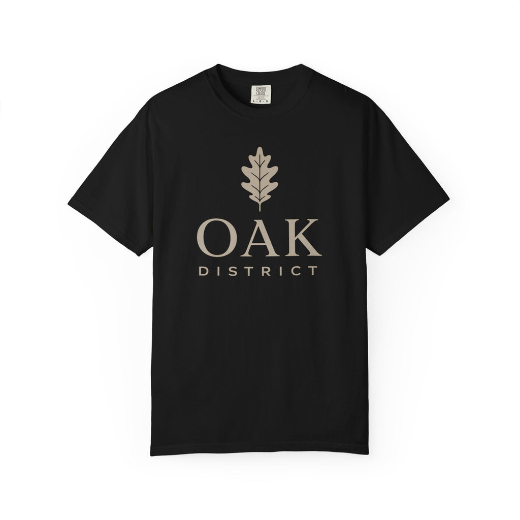 Oak District T‑Shirt — Minimal Oak Leaf Logo Tee