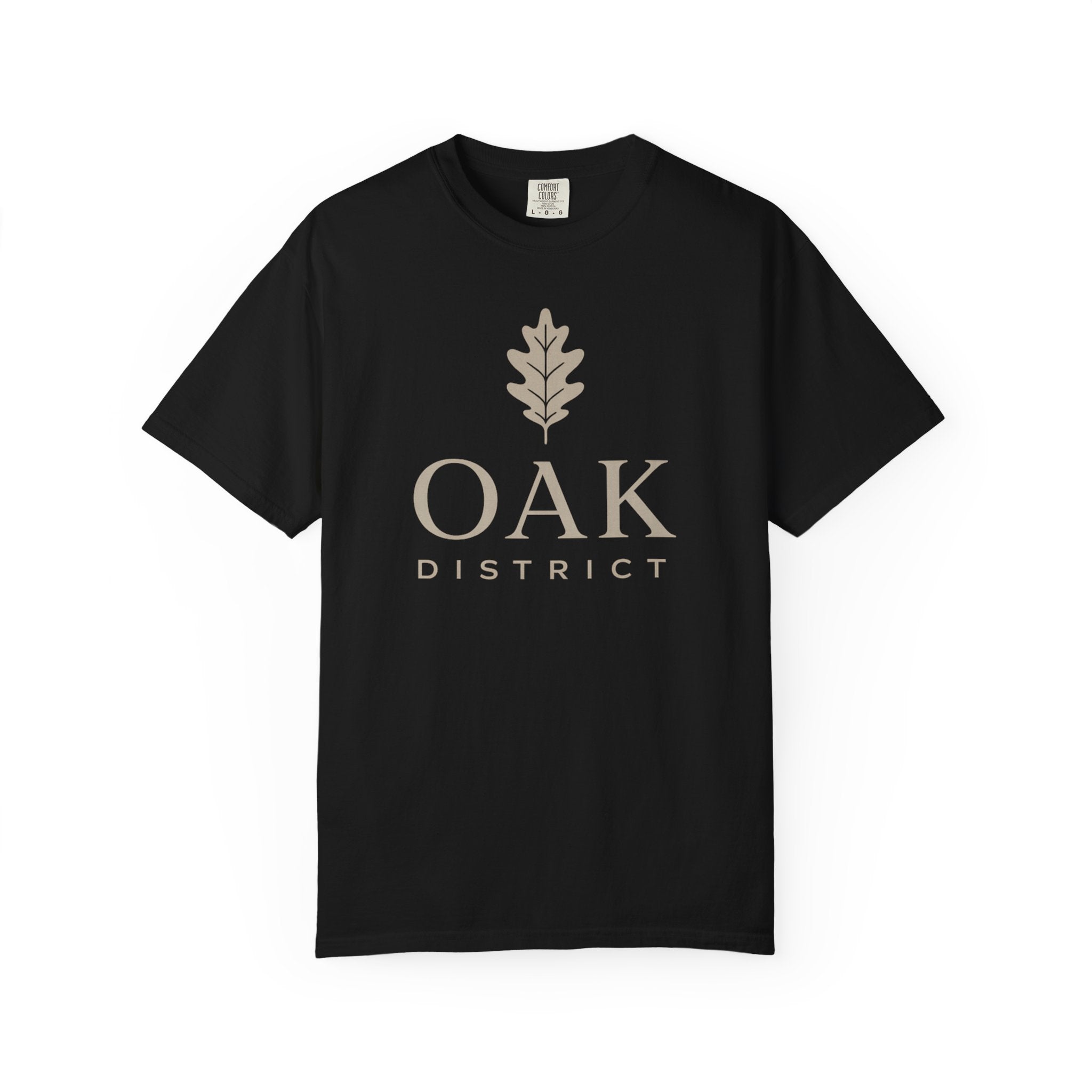 Oak District T‑Shirt — Minimal Oak Leaf Logo Tee