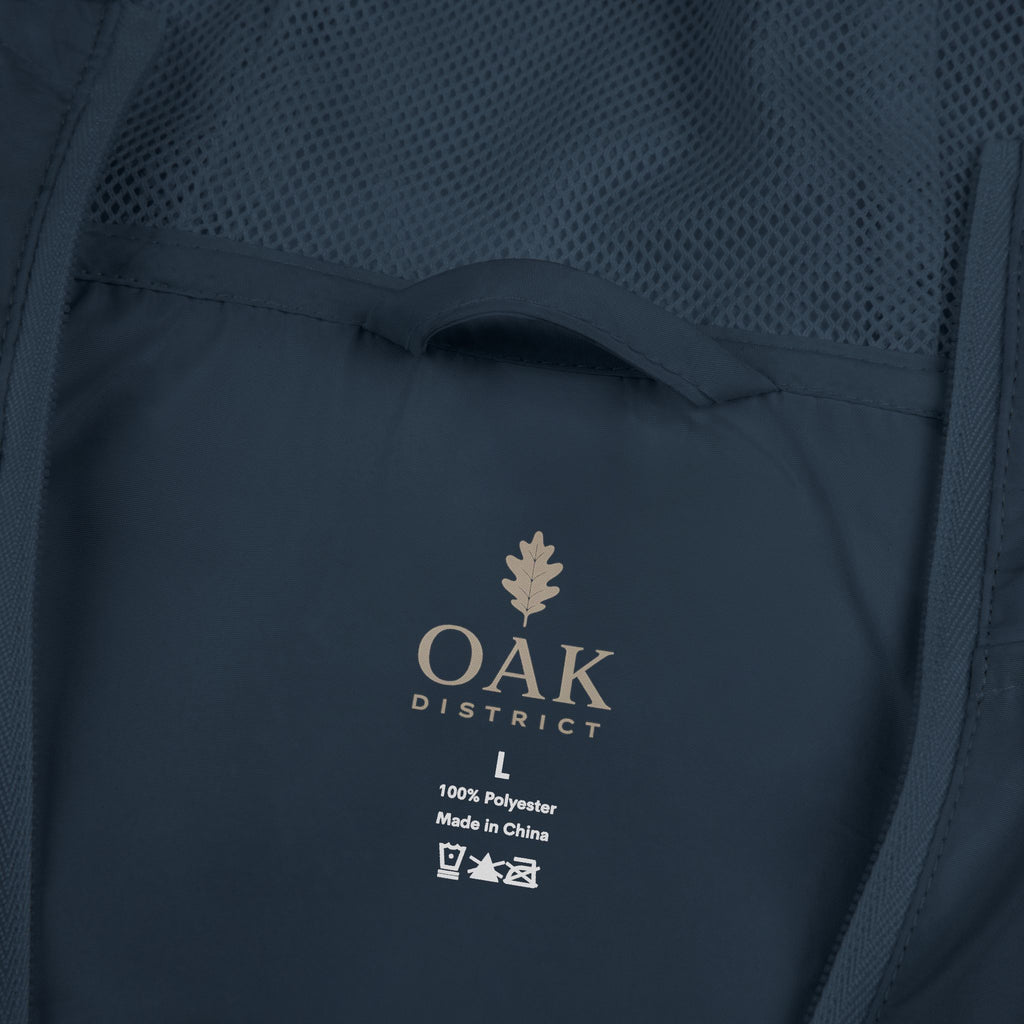 Oak Valley Leaf Windbreaker Jacket — Navy Full-Zip Outdoor Shell