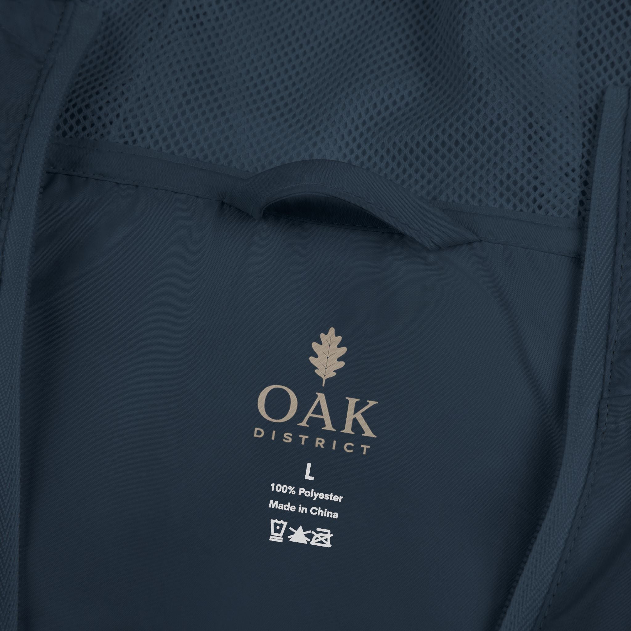 Oak Valley Leaf Windbreaker Jacket — Navy Full-Zip Outdoor Shell