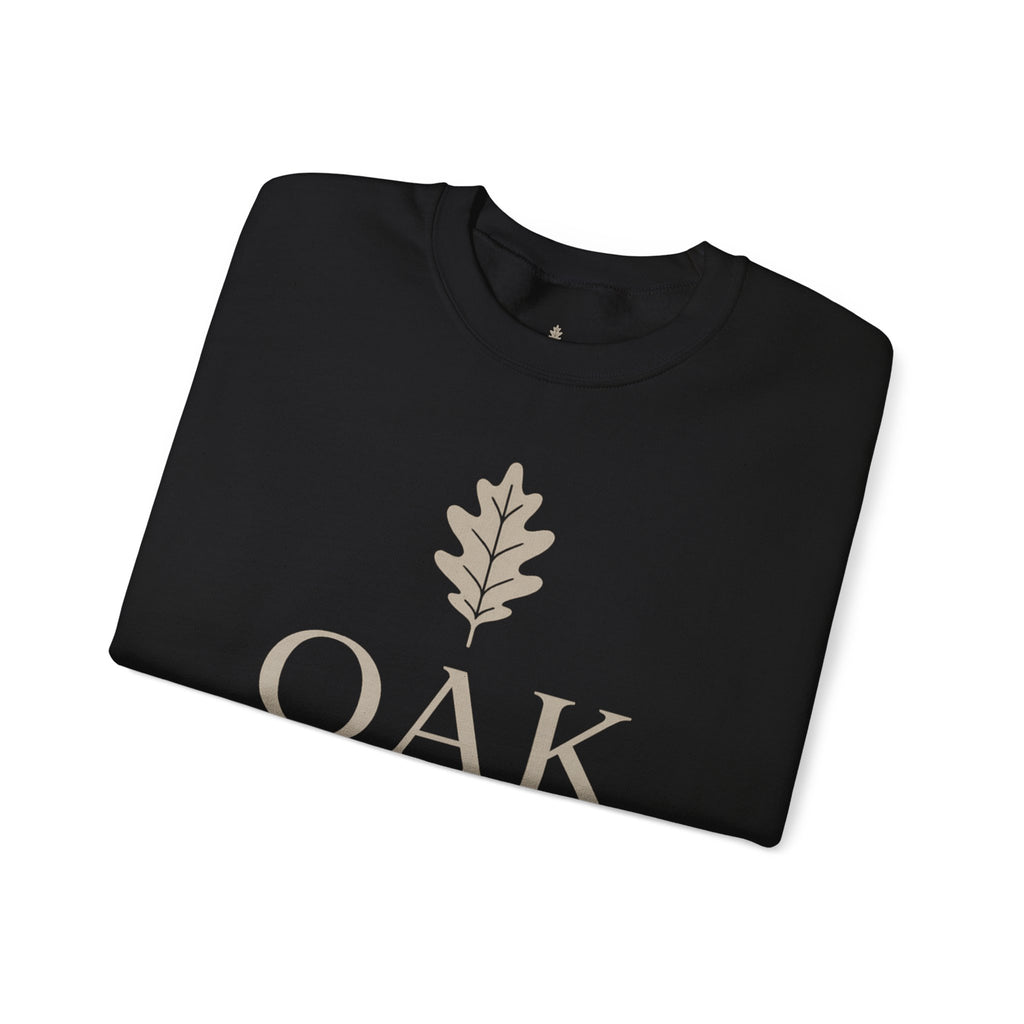 Oak District Crewneck Sweatshirt — Minimal Oak Leaf Logo Pullover