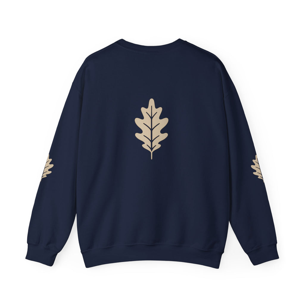 Oak District Crewneck Sweatshirt — Minimal Oak Leaf Logo Pullover
