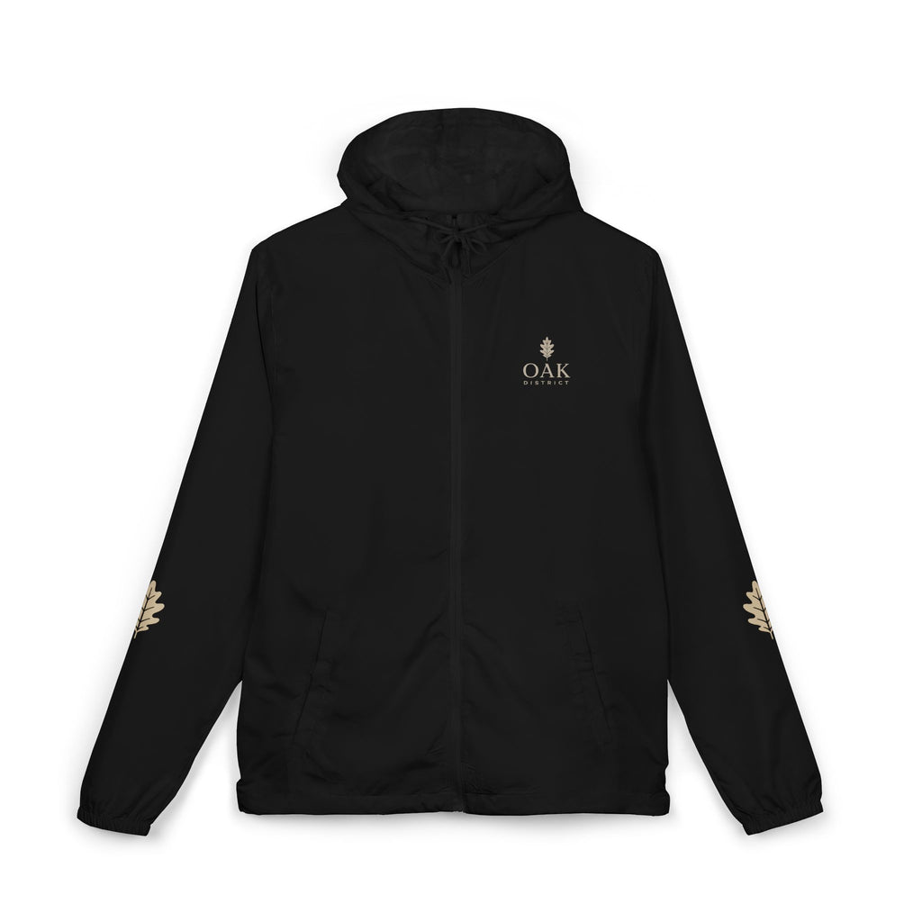 Oak Valley Leaf Windbreaker Jacket — Navy Full-Zip Outdoor Shell