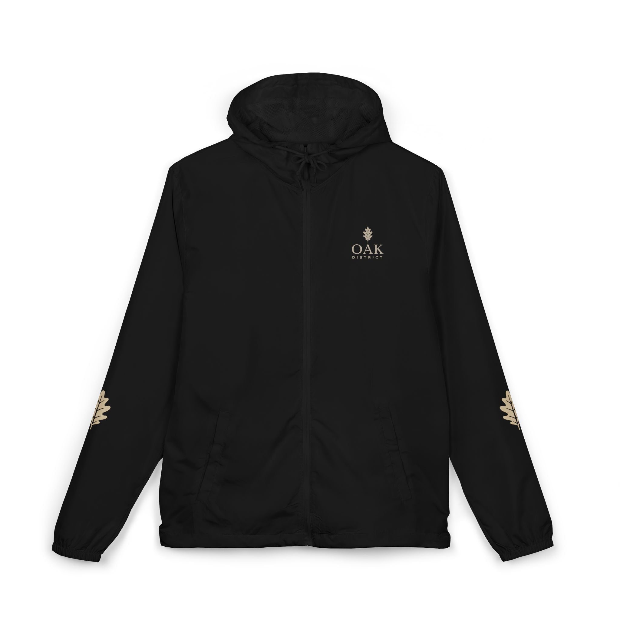 Oak Valley Leaf Windbreaker Jacket — Navy Full-Zip Outdoor Shell