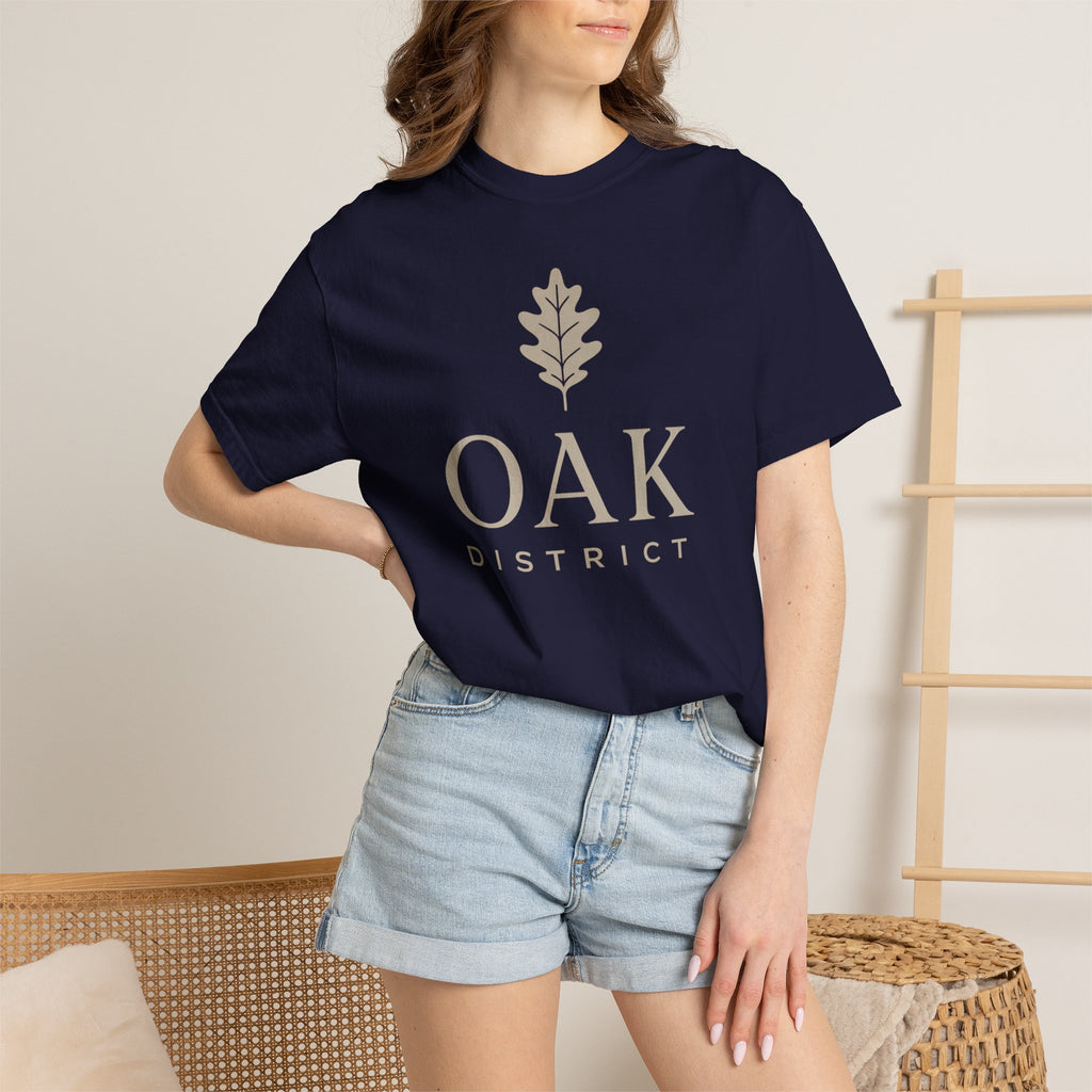 Oak District T‑Shirt — Minimal Oak Leaf Logo Tee