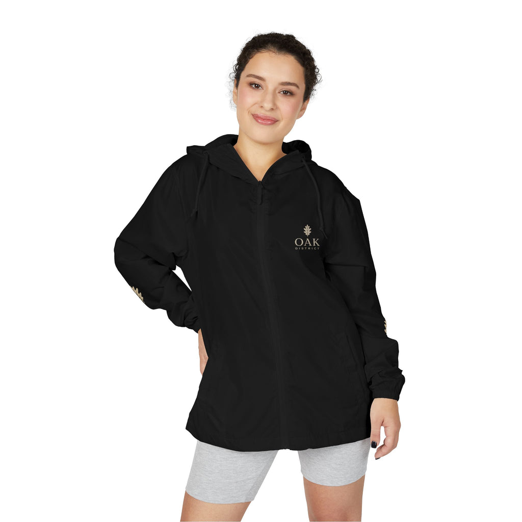 Oak Valley Leaf Windbreaker Jacket — Navy Full-Zip Outdoor Shell
