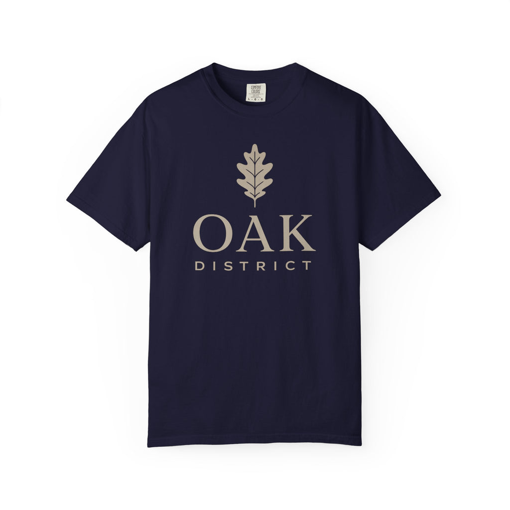 Oak District T‑Shirt — Minimal Oak Leaf Logo Tee
