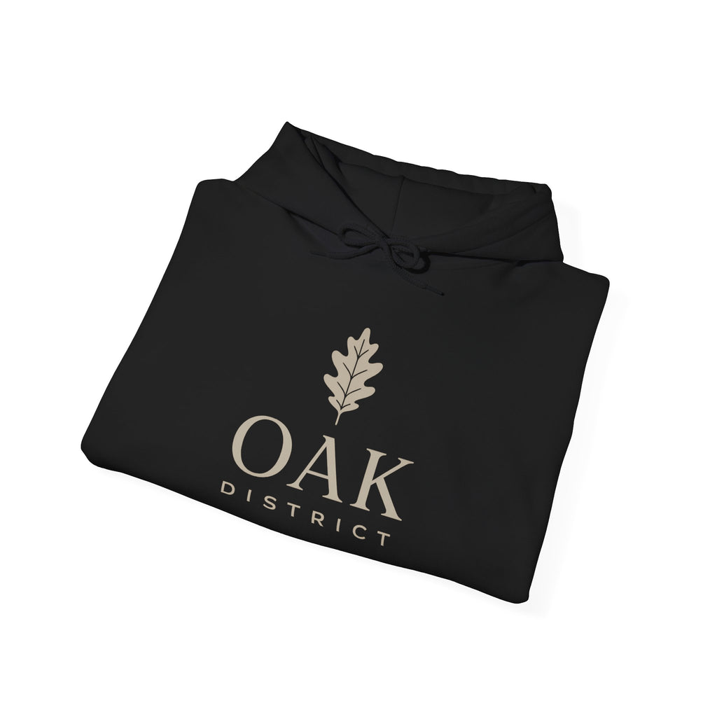 Oak District Logo Hoodie — Minimal White Pullover for Streetwear & Casual Wear
