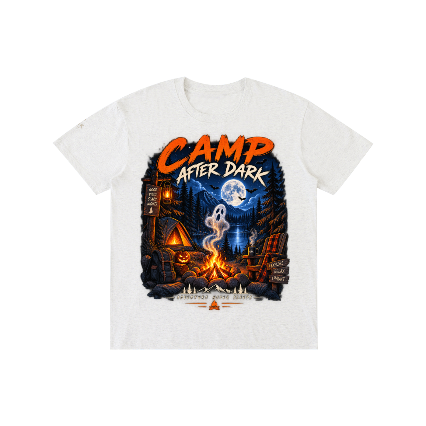 Oak district Camp After Dark- Halloween Camping Adventure Unisex T- Shirt