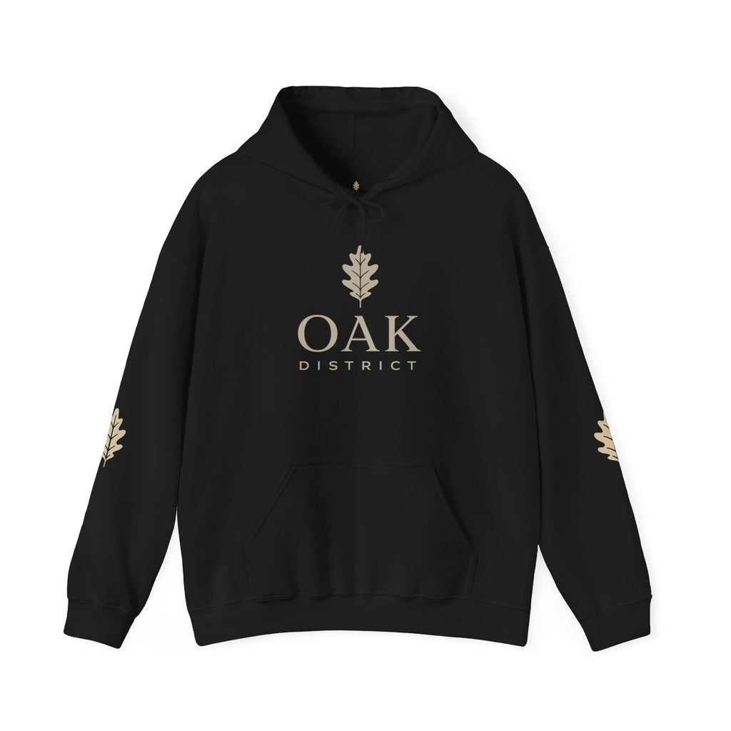 Oak District Logo Hoodie — Minimal White Pullover for Streetwear & Casual Wear