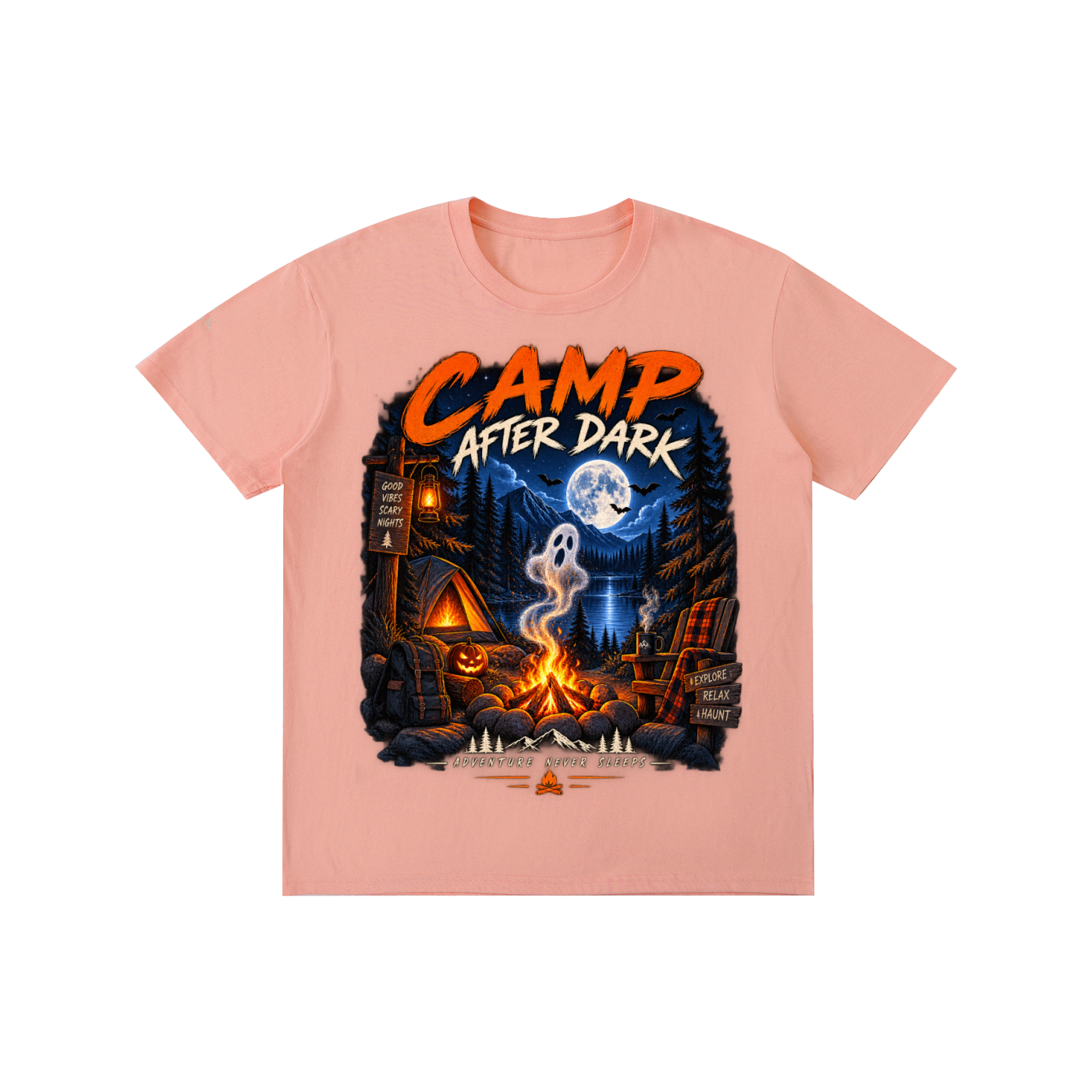 Oak district Camp After Dark- Halloween Camping Adventure Unisex T- Shirt