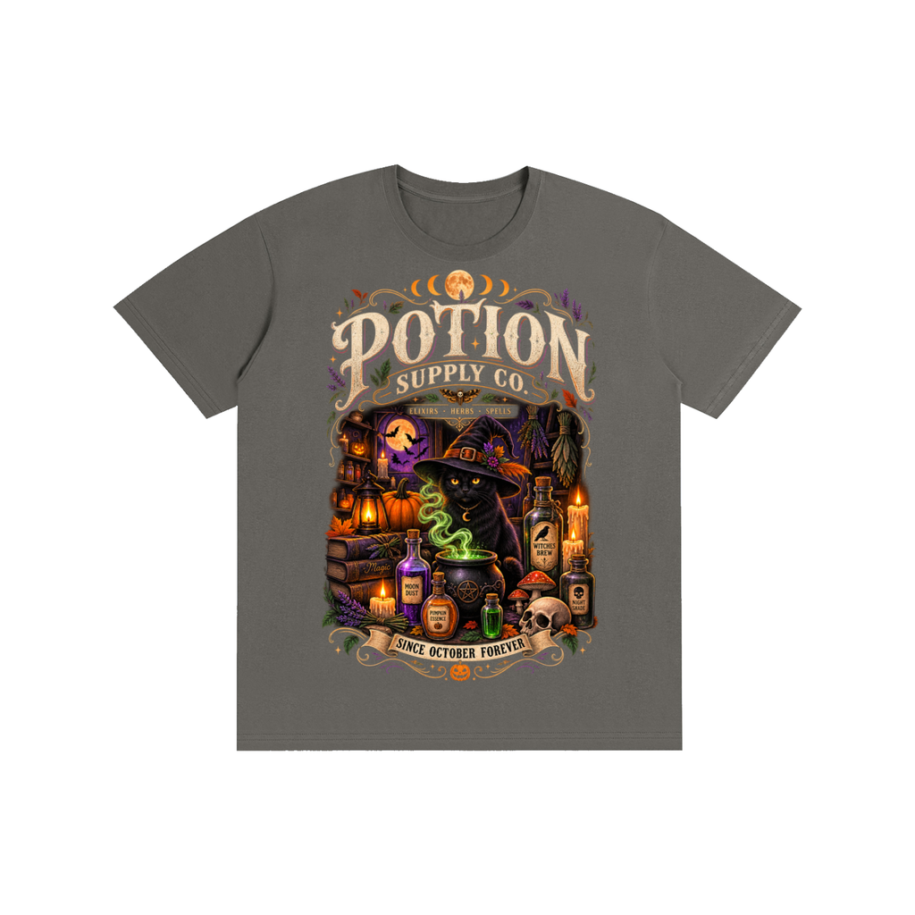 Unisex Halloween T-Shirt - Black Cat Witchcraft Graphic Tee