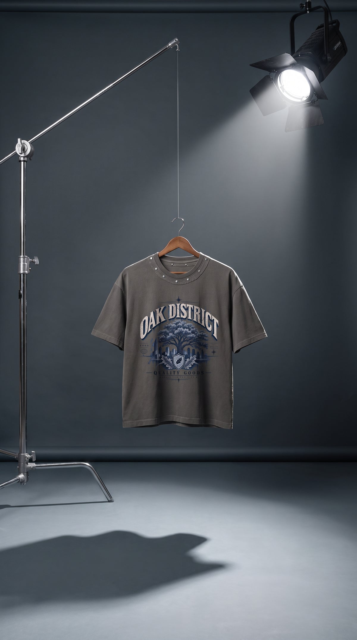Oak District - Unisex Washed Boxy Studded T-Shirt
