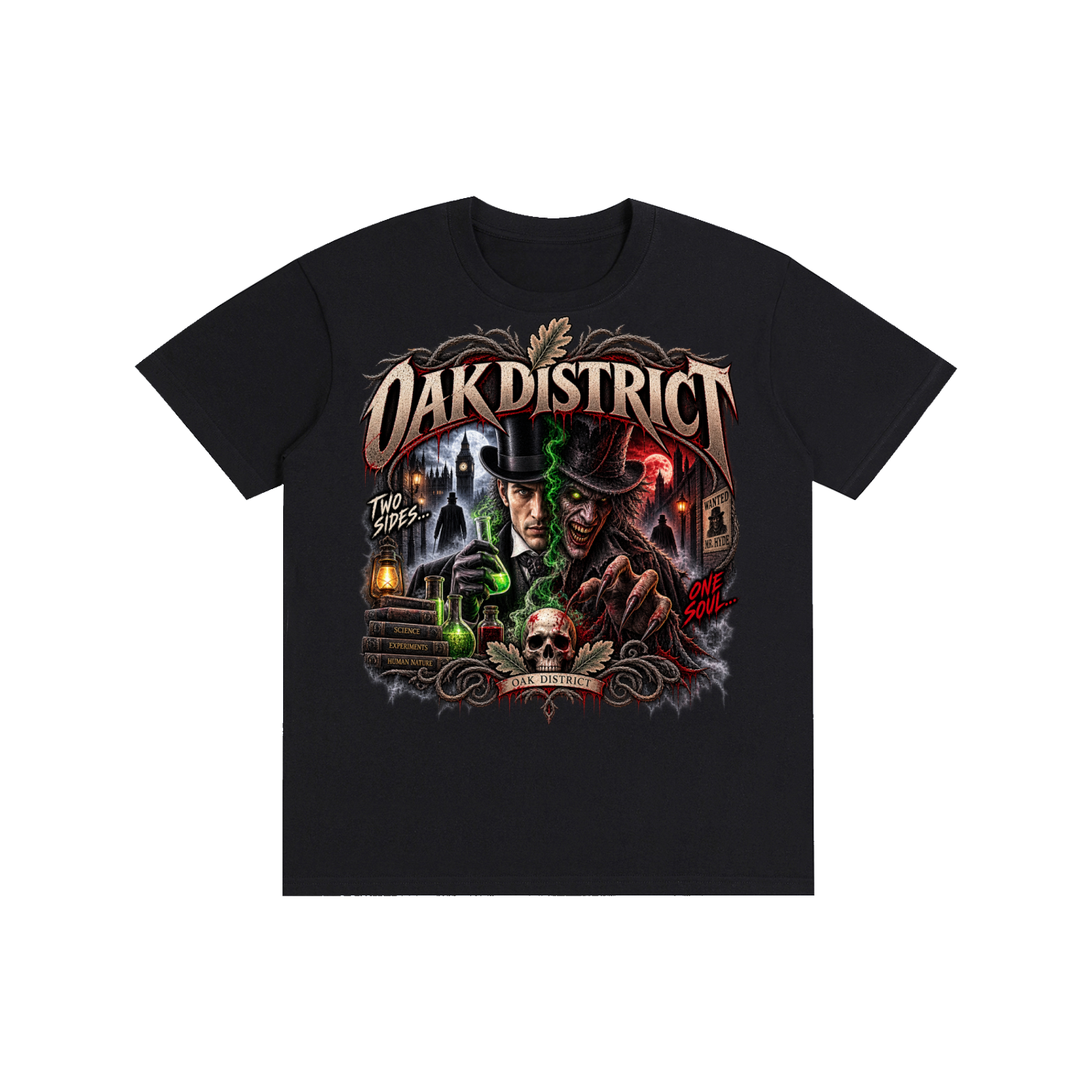 Oak District — Jekyll & Hyde Two Sides Unisex T-Shirt.