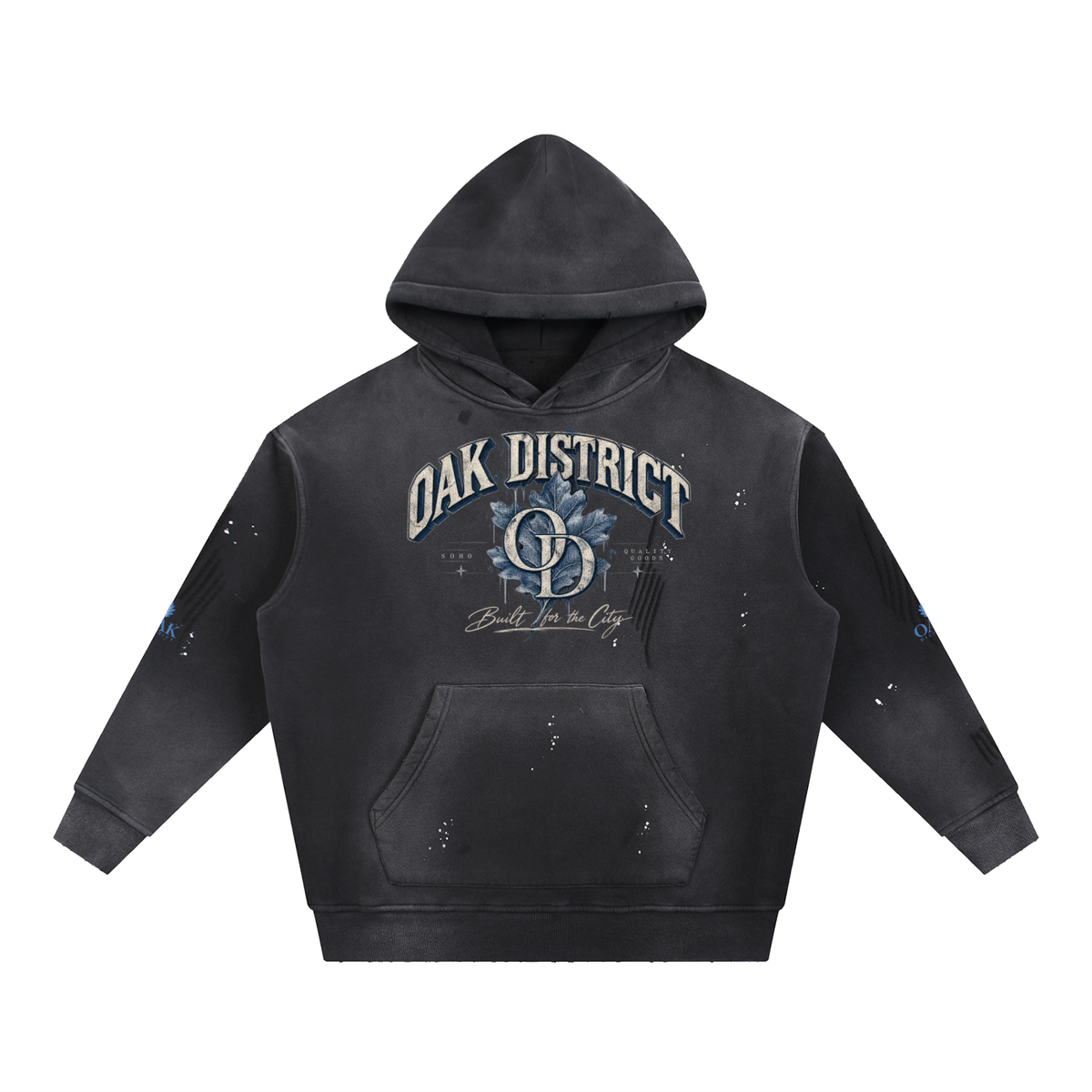 Oak District Soho - Vintage Washed Frayed Fleece Hoodie