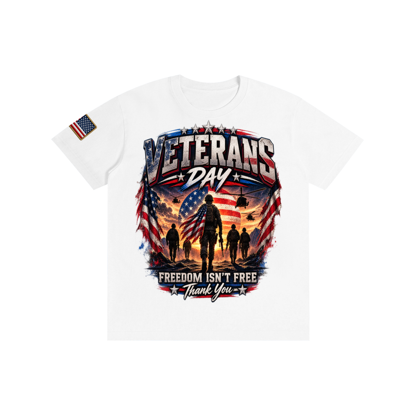 Oak District Veterans Day “Freedom Isn’t Free” Unisex T-Shirt – Patriotic American Flag Military Graphic Tee