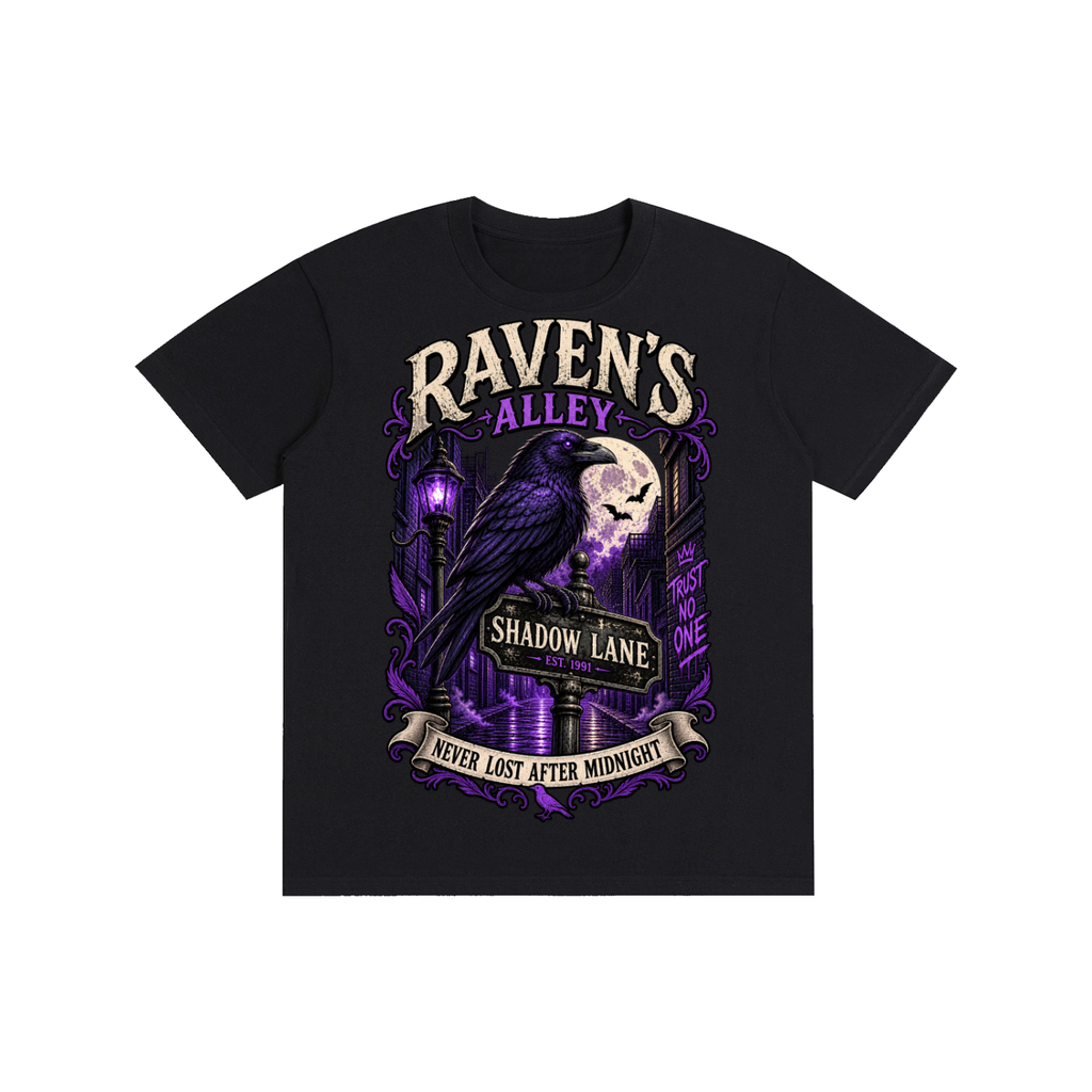 Raven's Allev Unisex Halloween T-Shirt - Gothic Raven Midnight Graphic Tee